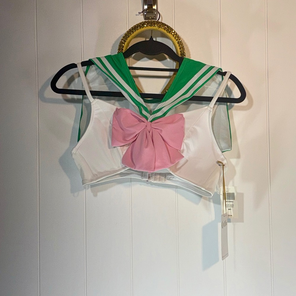 Hot Topic Sailor Moon Sailor Jupiter Cosplay Swimsuit Set with Headband Medium